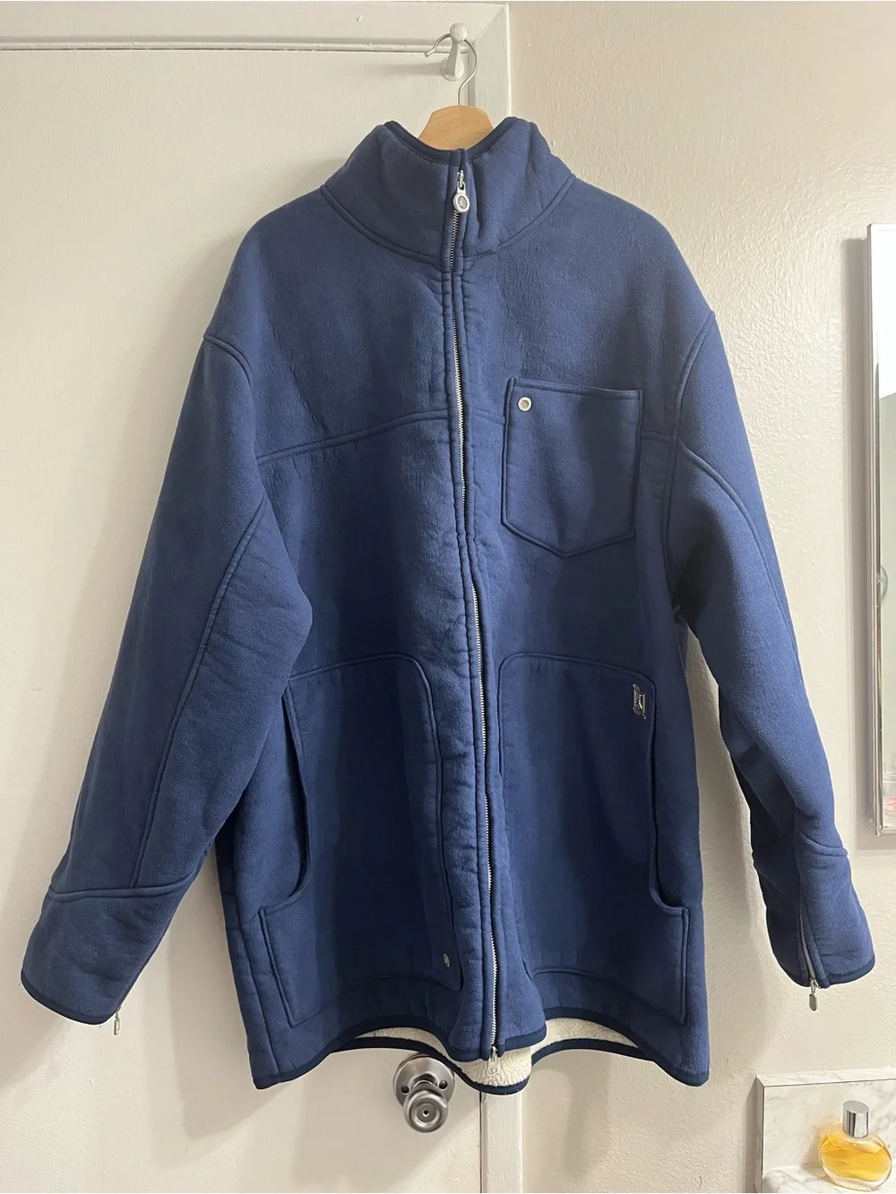 Jordan Navy Blue Full-Zip Puffer Fleece Jacket
